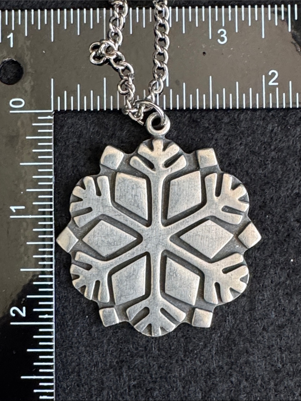 VTG R. Tennesmed Sweden Pewter Snowflake Pendant Necklace Mid Century Modern - Picture 6 of 8